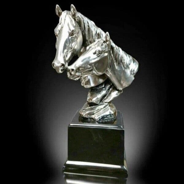 Richard Cooper Nickel Studio Collection Mare & Foal Figurine Charterwells