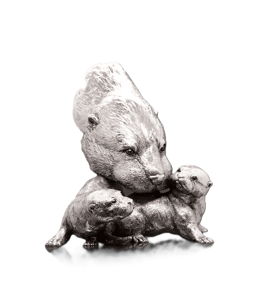 Richard Cooper Nickel Studio Collection Otter with Pups Figurine