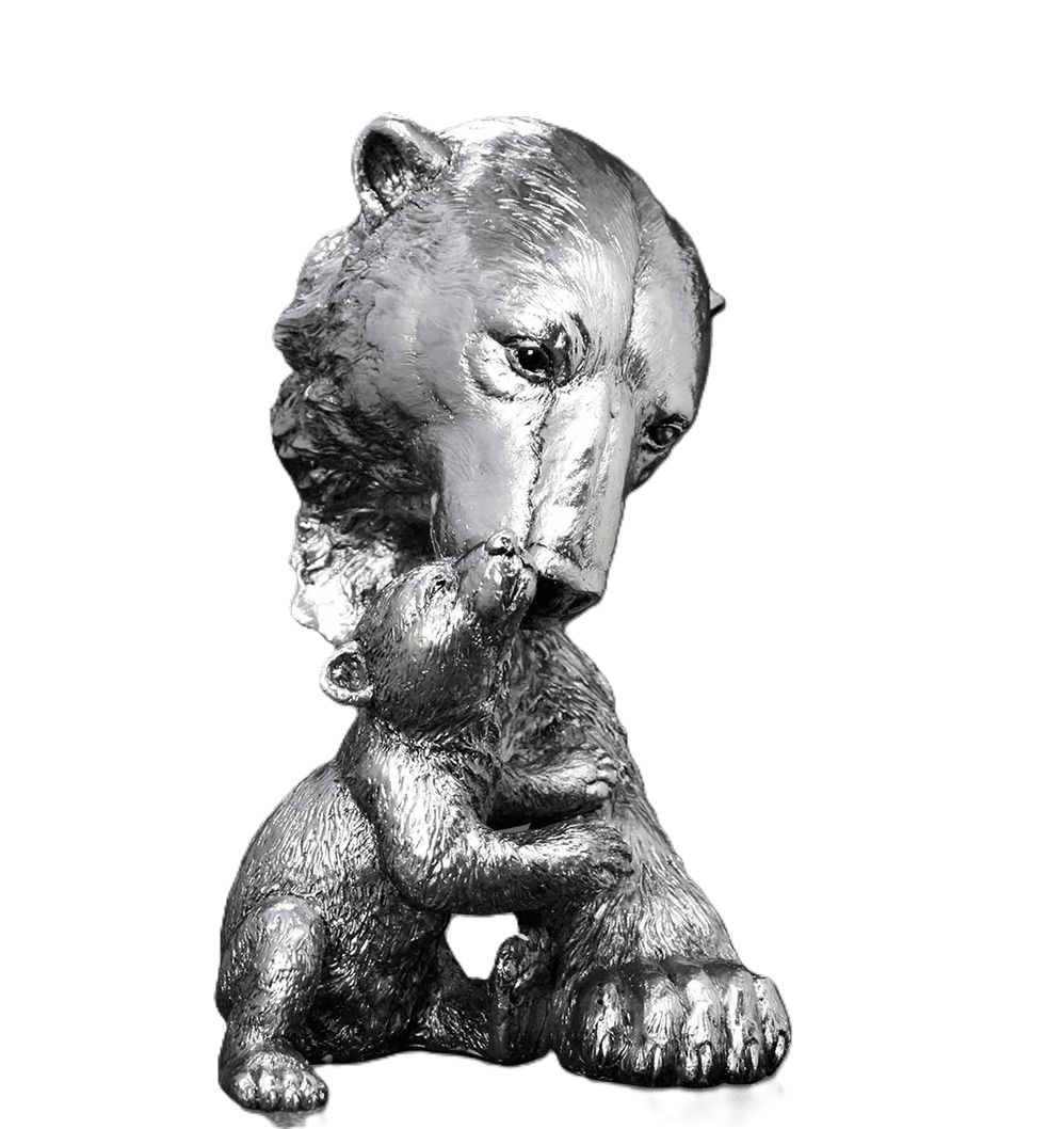 Richard Cooper Nickel Studio Collection Polar Bear & Cub Figurine