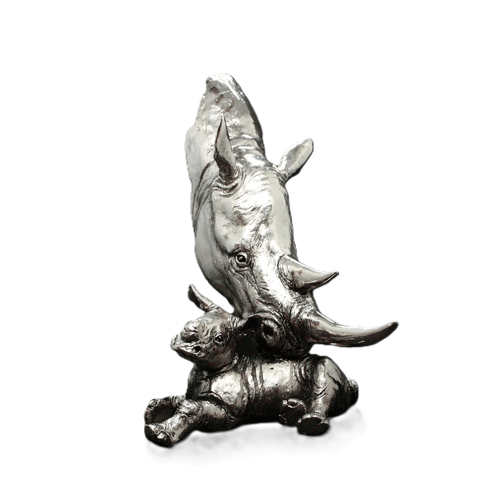 richard cooper nickel studio collection rhino calf figurine - Charterwells