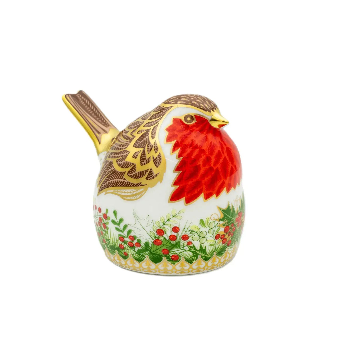 Royal Crown Derby Christmas Wreath Robin Paperweight