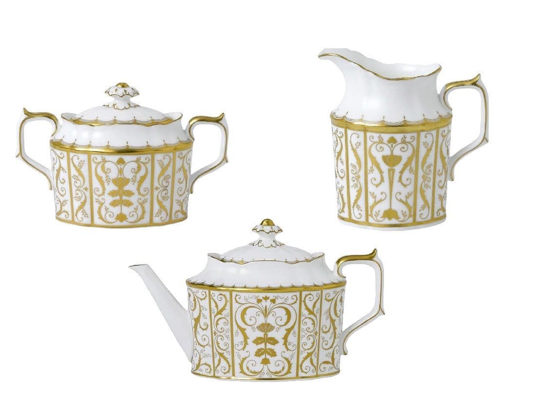 Royal Crown Derby Darley Abbey White 3pc Tea Set