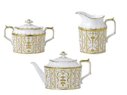 royal crown derby darley abbey white 3pc tea set - Charterwells