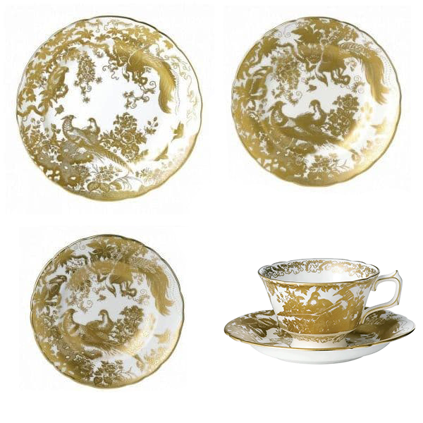 Royal Crown Derby Gold Aves 20pc Tea Set