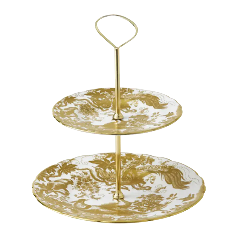 Royal Crown Derby Gold Aves 2 Tier Cake Stand