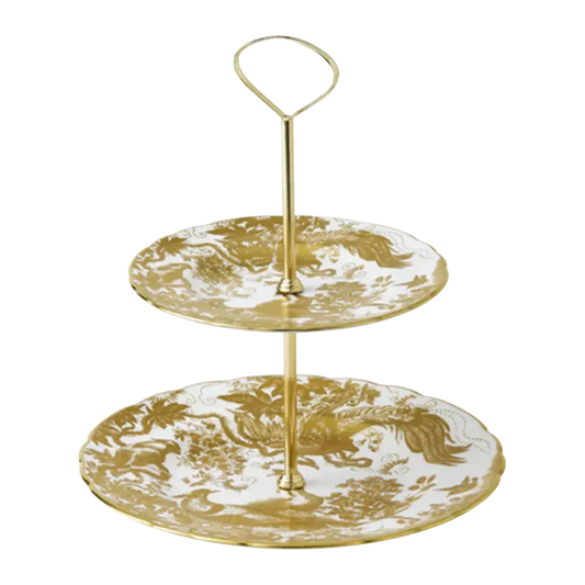 Royal Crown Derby Gold Aves 2 Tier Cake Stand