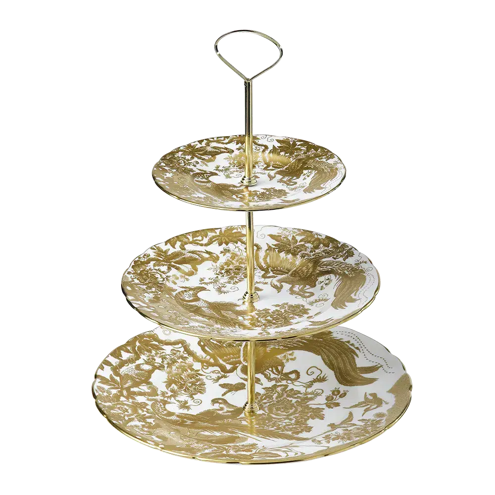 Royal Crown Derby Gold Aves 3 Tier Cake Stand