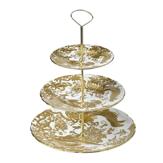 Royal Crown Derby Gold Aves 3 Tier Cake Stand