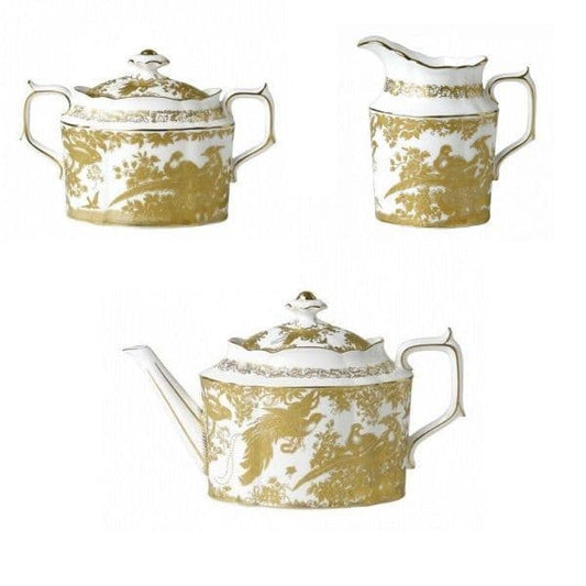 Royal Crown Derby Gold Aves 3pc Tea Set