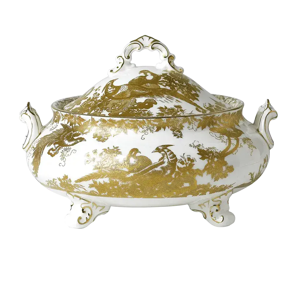 Royal Crown Derby Gold Aves Cov. Vegetable Dish