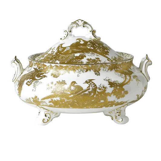 Royal Crown Derby Gold Aves Cov. Vegetable Dish