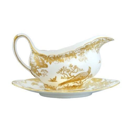 Royal Crown Derby Gold Aves Gravy Boat & Stand