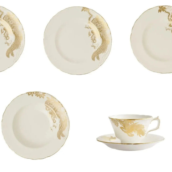 Royal Crown Derby Gold Aves Motif 36pc Dinner Set Charterwells