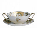 royal crown derby green panel soup cup saucer - Charterwells