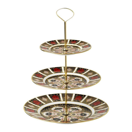 royal crown derby imari 1128 3 tier cake stand - Charterwells