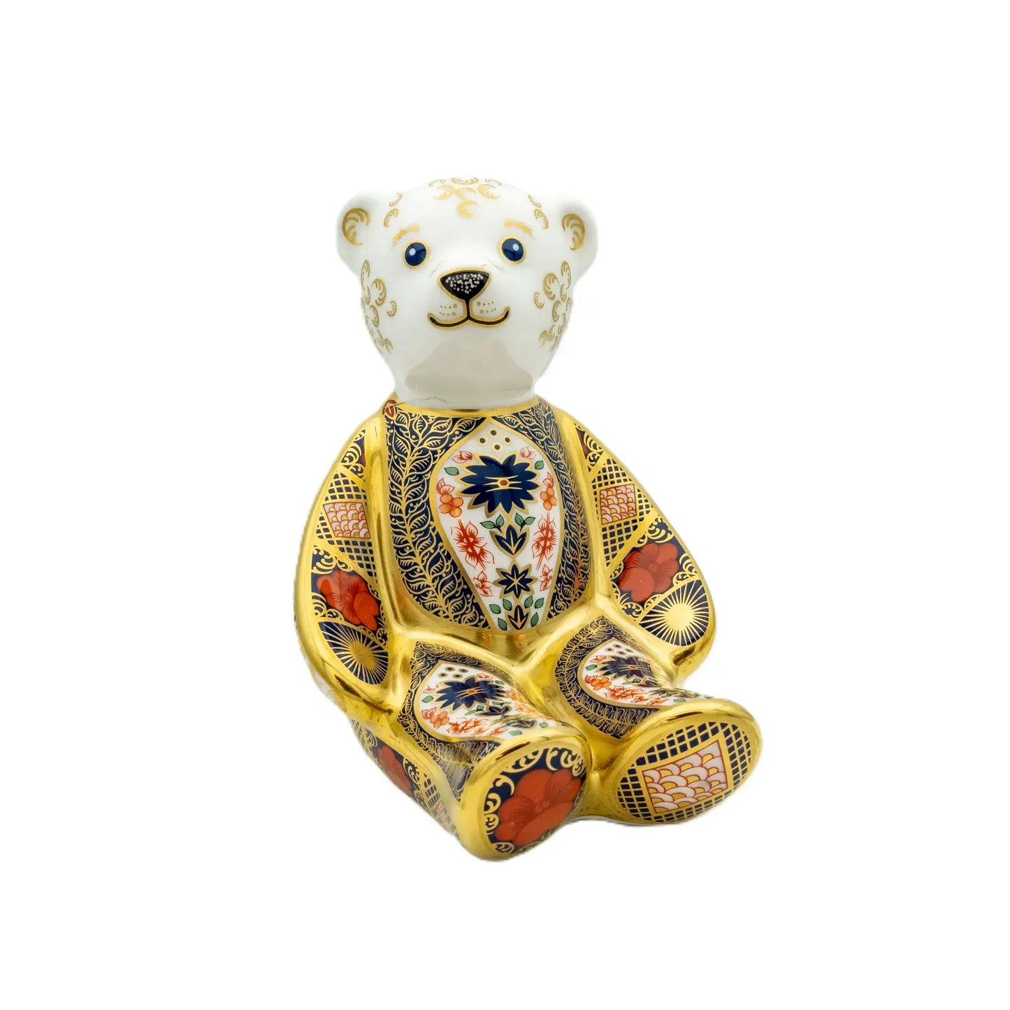 Royal Crown Derby Imari Solid Gold Band Bear Paperweight