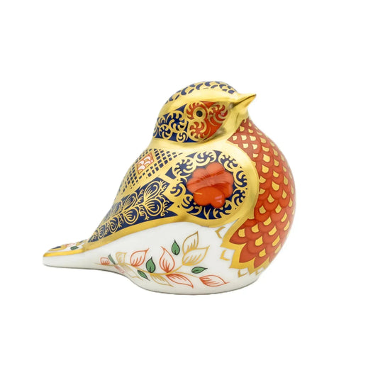 royal crown derby imari solid gold band robin paperweight - Charterwells