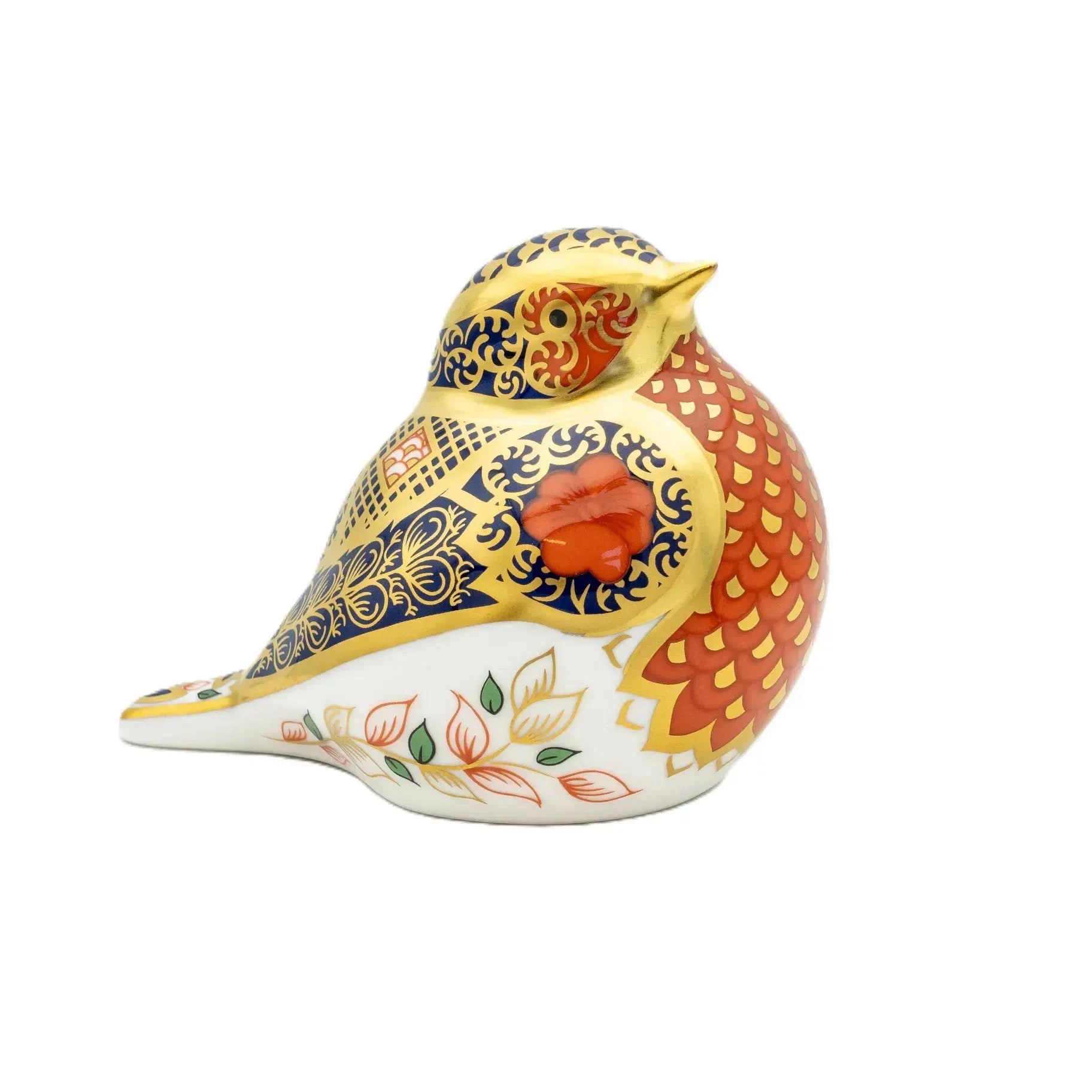 royal crown derby imari solid gold band robin paperweight - Charterwells
