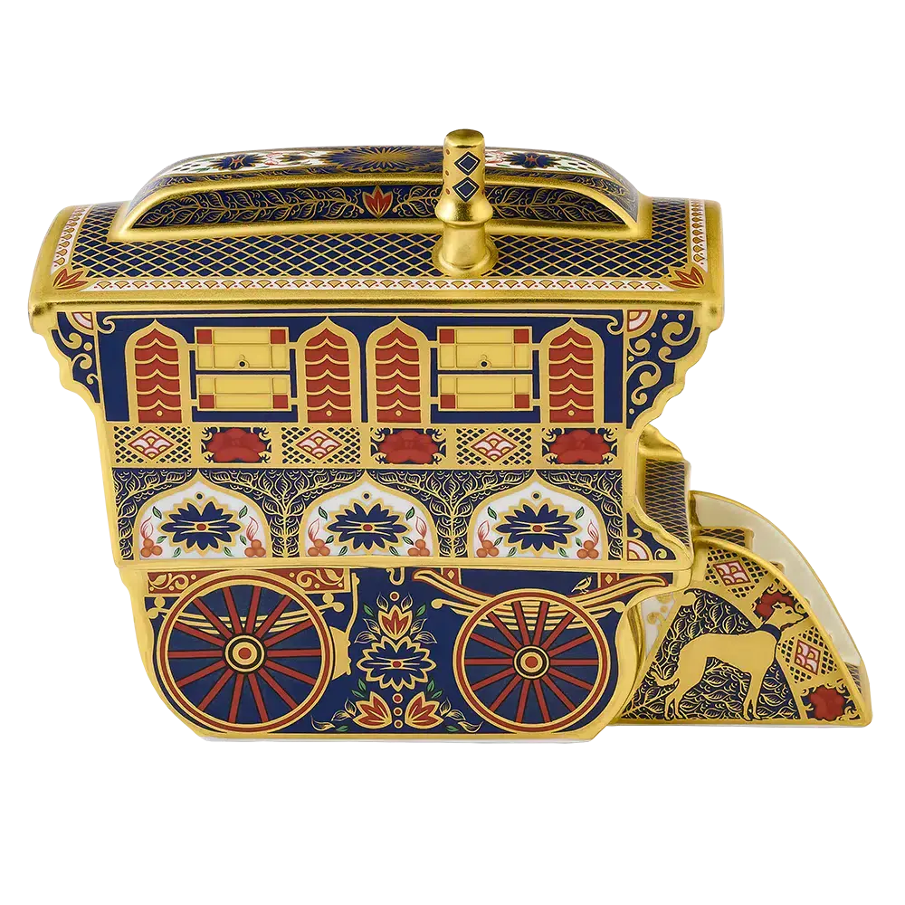 Royal Crown Derby Imari Solid Gold Band Vardo Wagon Paperweight