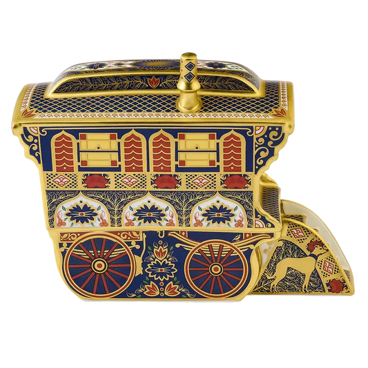 Royal Crown Derby Imari Solid Gold Band Vardo Wagon Paperweight