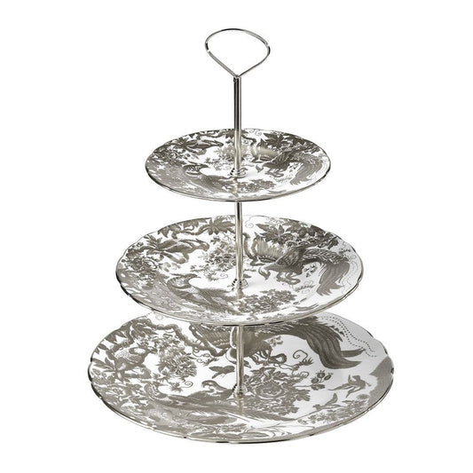 Royal Crown Derby Palladium Aves 3 Tier Cake Stand