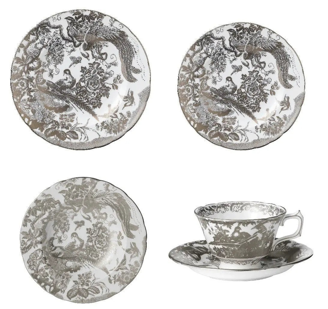 Royal Crown Derby Palladium Aves 30pc Dinner Set Bone China Tableware (1) Charterwells
