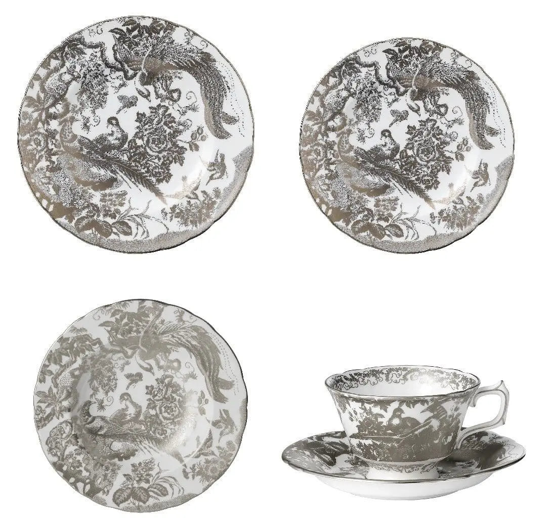 Royal Crown Derby Palladium Aves 30pc Dinner Set Bone China Tableware (2) Charterwells