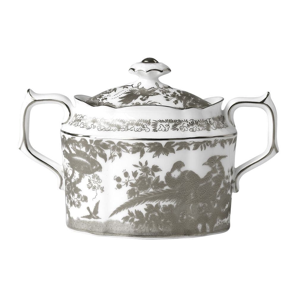 Royal Crown Derby Palladium Aves Covered Sugar Bowl