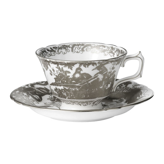 Royal Crown Derby Palladium Aves Tea Cup & Saucer