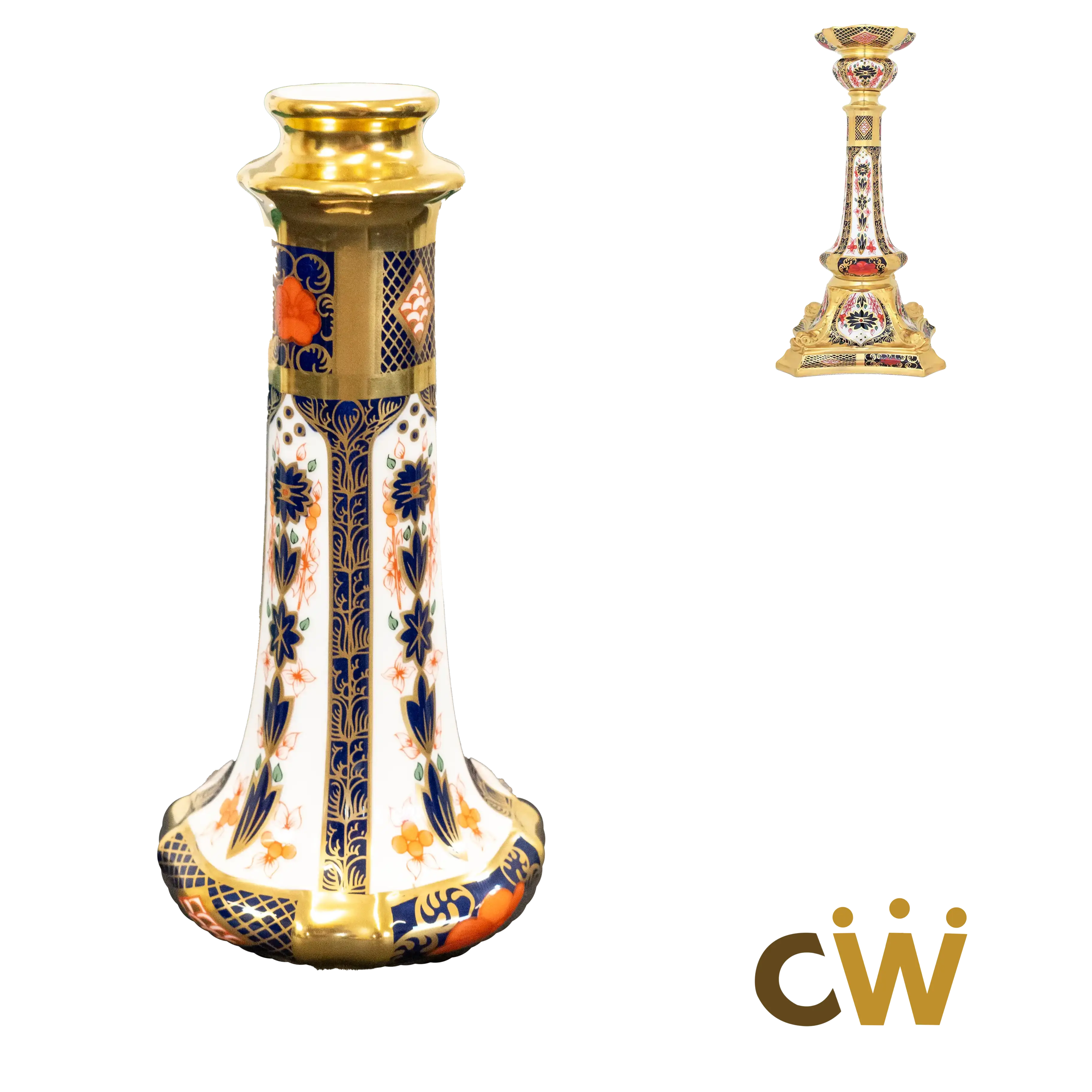 Replacement Middle Part of a royal crown derby solid gold band Candlestick - Charterwells