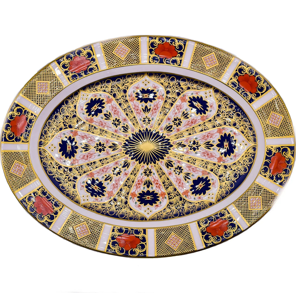 royal crown derby imari 1128 16 serving platter - Charterwells