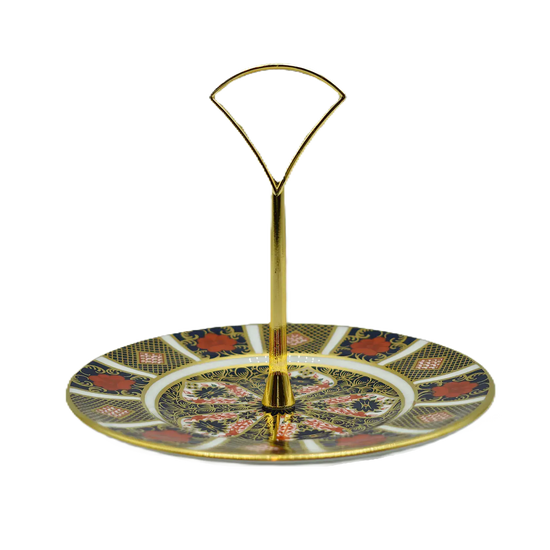 royal crown derby imari 1128 1 tier cake stand - Charterwells