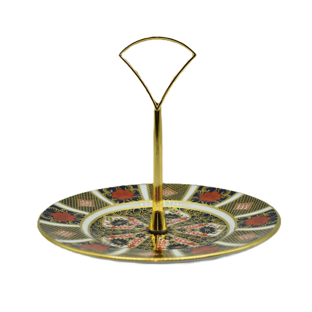 royal crown derby imari 1128 1 tier cake stand - Charterwells