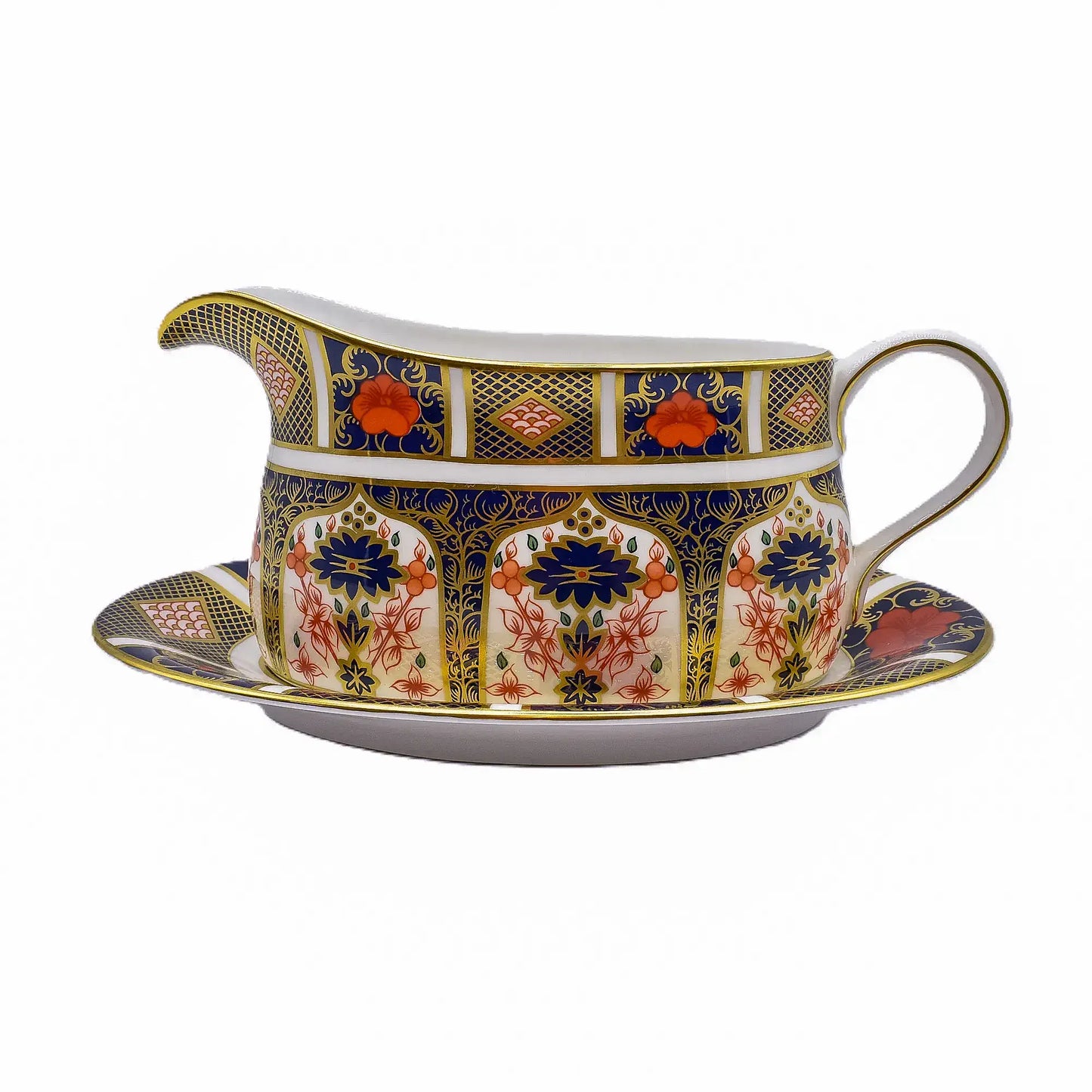 royal crown derby imari 1128 gravy boat stand - Charterwells