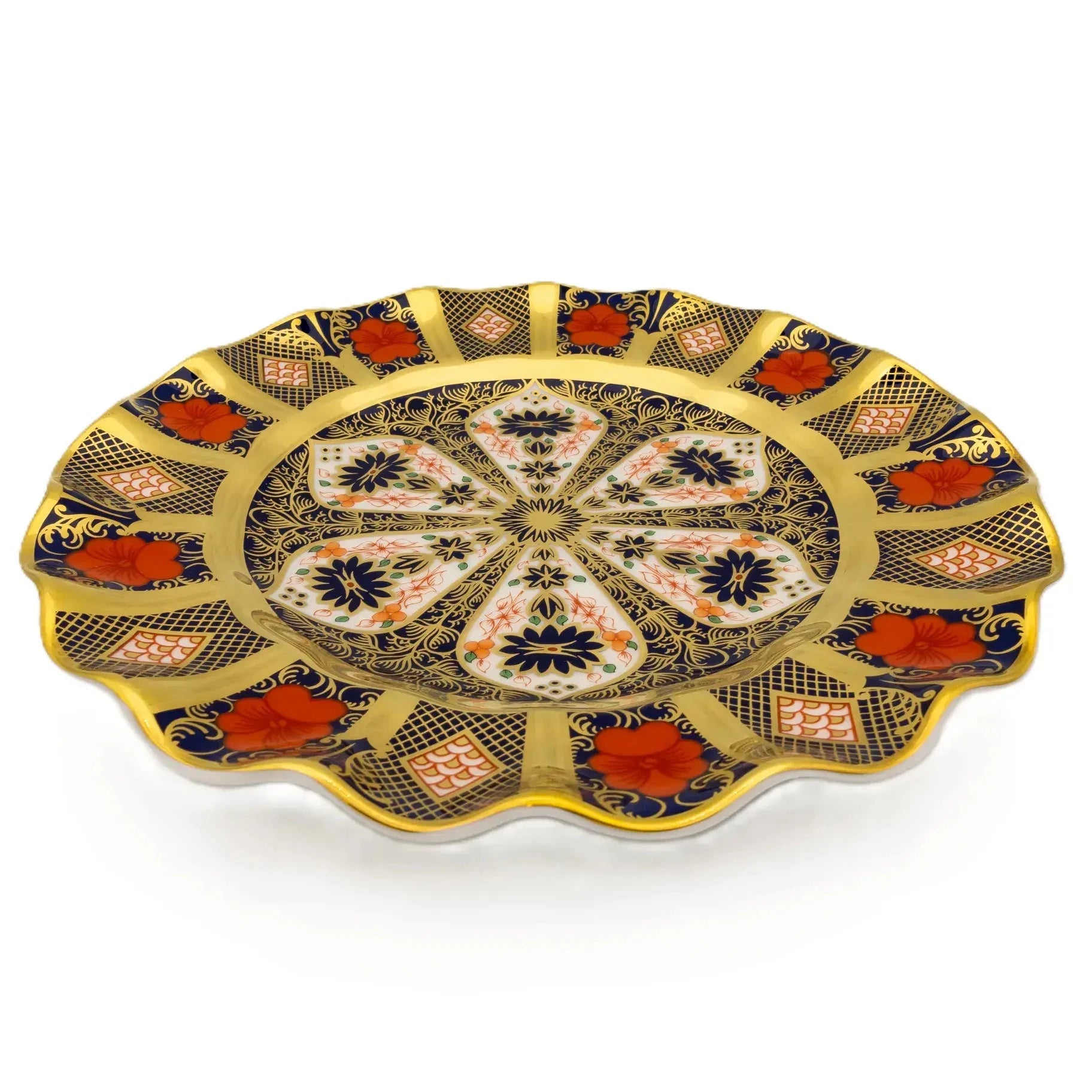  crown derby ケーキプレート Royal Crown Derby Imari SGB Fluted Dessert Plate - Charterwells