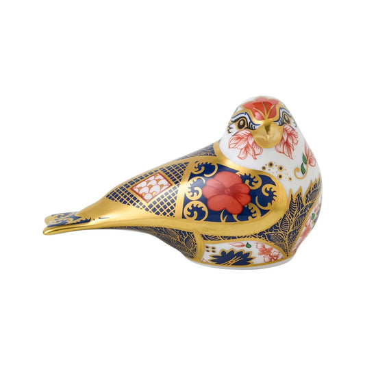 Royal Crown Derby Imari Solid Gold Band Goldfinch Paperweight