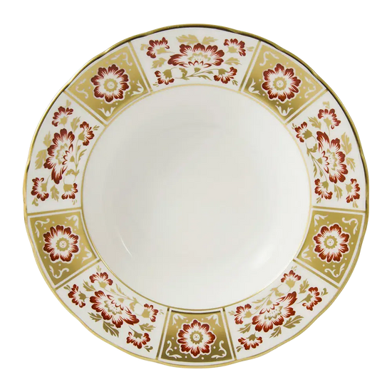 Royal Crown Derby Red Panel 8" Soup Bowl Porcelain Charterwells