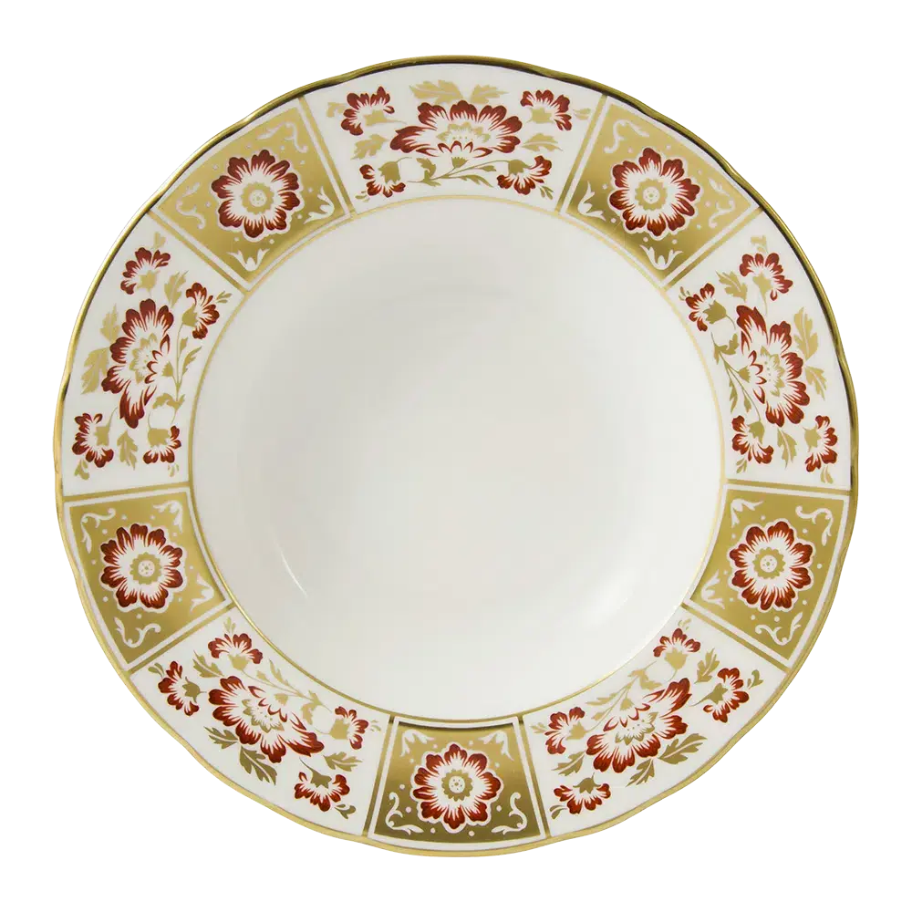 Royal Crown Derby Red Panel 8" Soup Bowl Porcelain Charterwells
