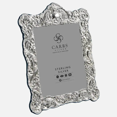 traditional 7 x 5 sterling silver photo frame with grey velvet back - Charterwells