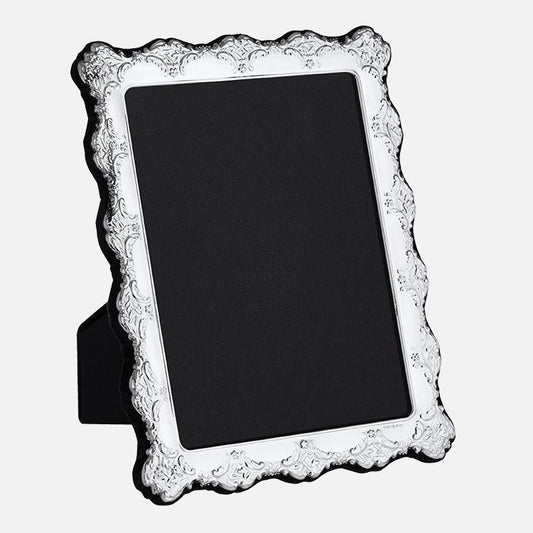 plain sterling silver photo frame with grey velvet back - Charterwells